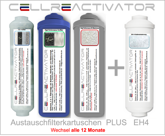 CELL ReActivator Filtersatz PLUS EH4 Enthärtungsfilter Kartusche zum selber wechseln.